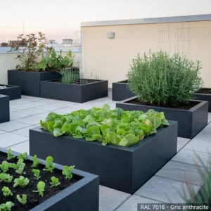 Bac carré composite fibre-résine RAL 7016 Gris anthracite potager terrasse